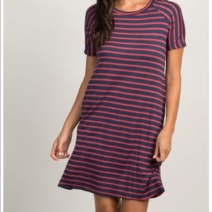 Pink Blush Maternity Navy Striped Colorblock Dress